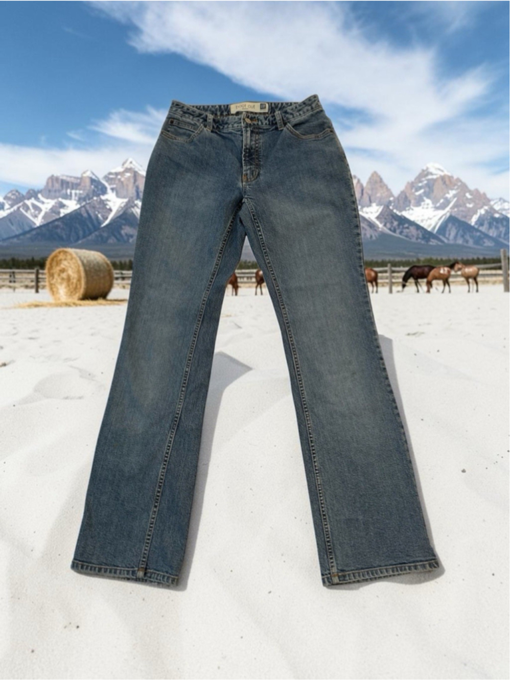 Gap Bootcut Stretch Jeans Womens 4 R Blue Denim Low-Rise Distressed